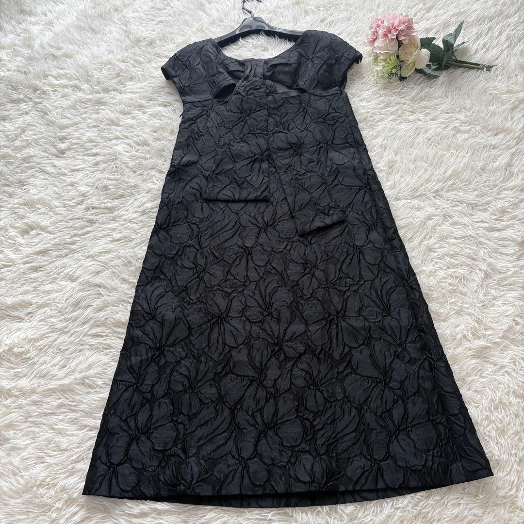 【新品同様】アドーア　花柄　ふくれジャガード バックリボン ワンピース　サンプル