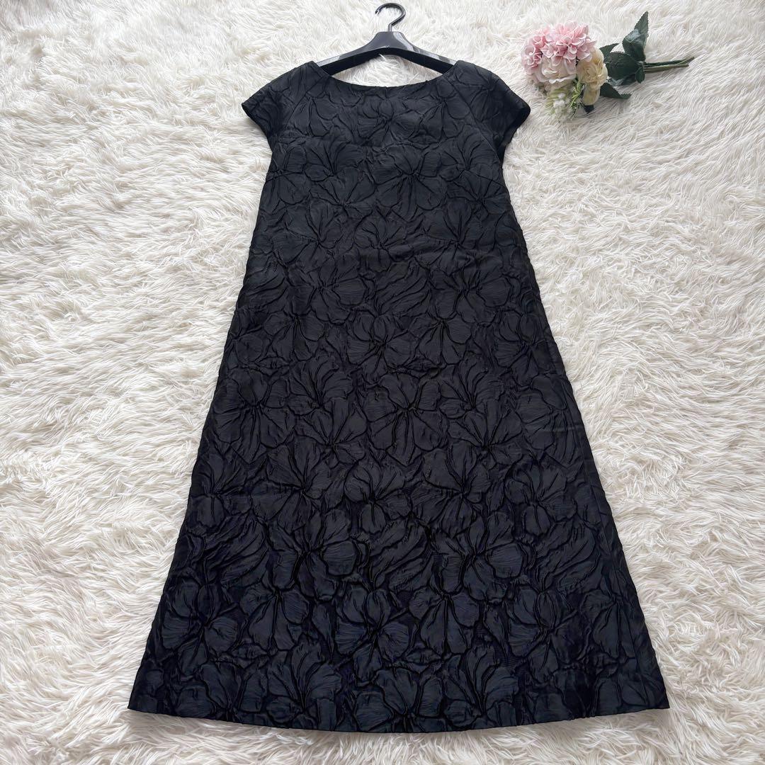 【新品同様】アドーア　花柄　ふくれジャガード バックリボン ワンピース　サンプル