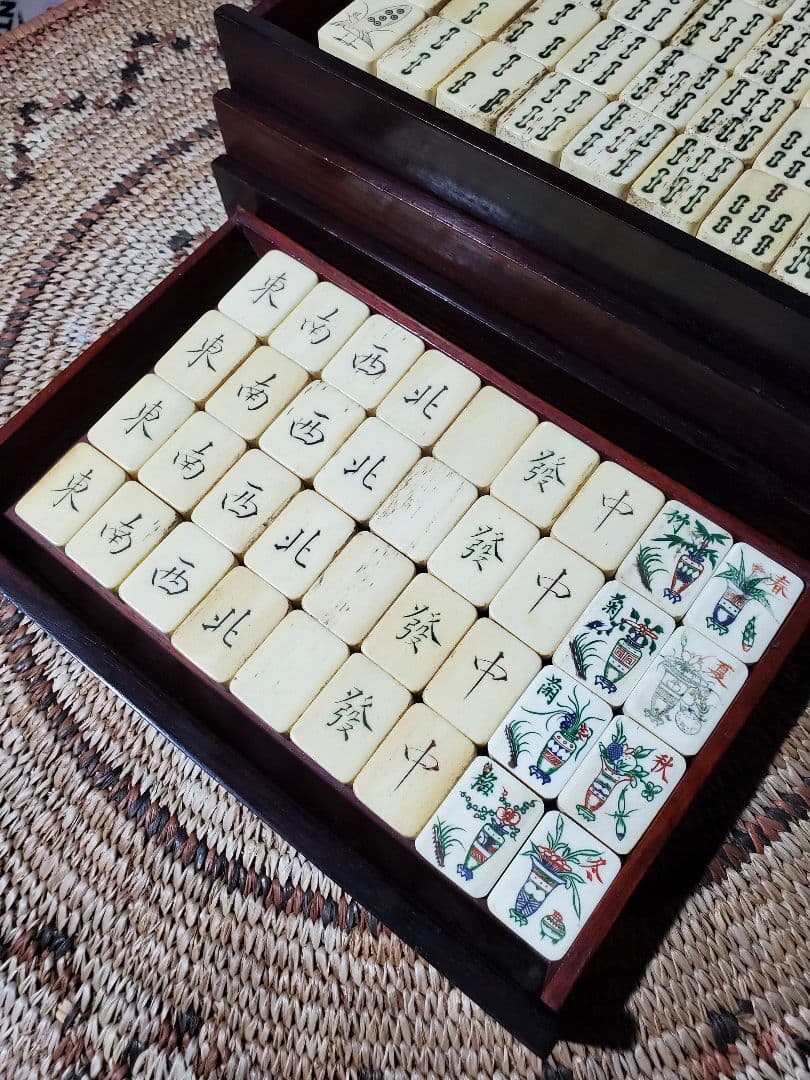 アンティーク麻雀牌 銘：目游 骨牌