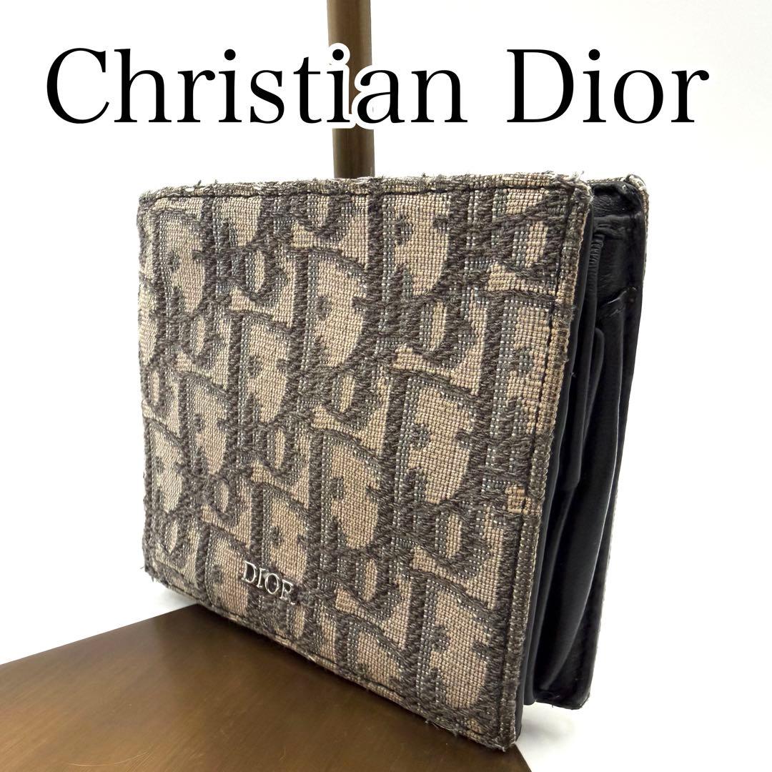 Christian Dior 二つ折り財布 トロッター　キャンバス×レザー