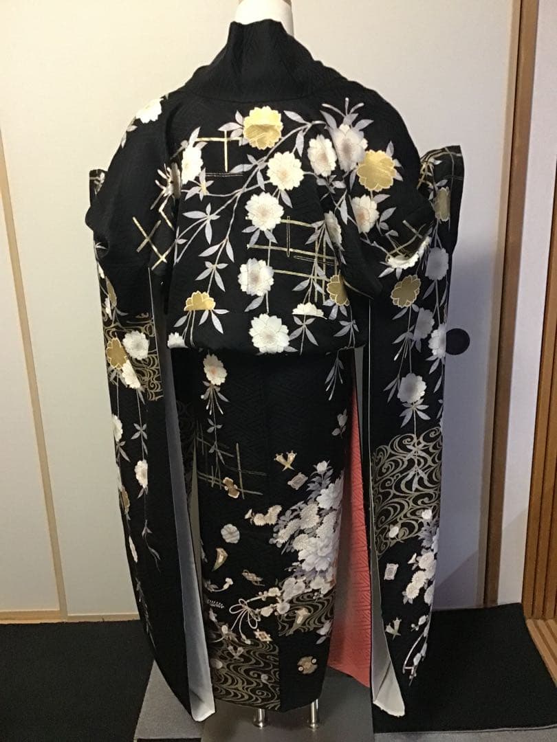 振袖フルセット　黒　白　金　金彩　金糸刺繍　振袖6点セット　成人式