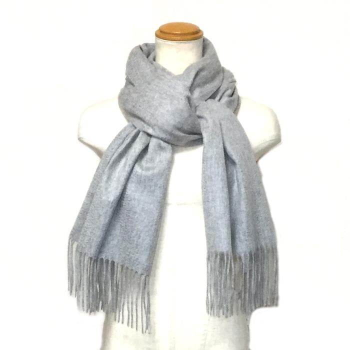 値下70㎝×200超大判 100% カシミヤストールマフラーGRY新品