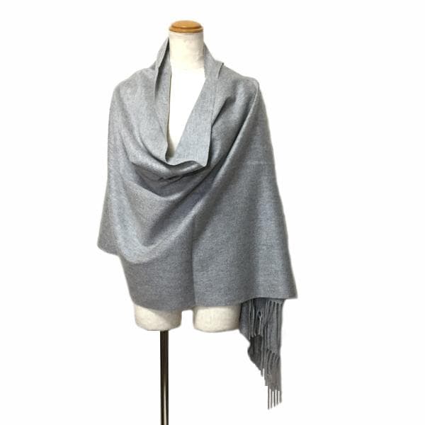 値下70㎝×200超大判 100% カシミヤストールマフラーGRY新品