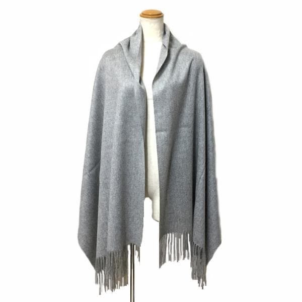 値下70㎝×200超大判 100% カシミヤストールマフラーGRY新品