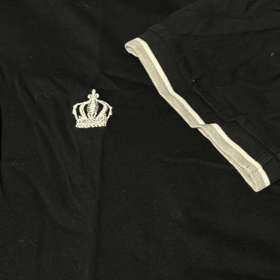 【美品】DOLCE&GABBANAクラウン刺繍ポロブラック50イタリア製