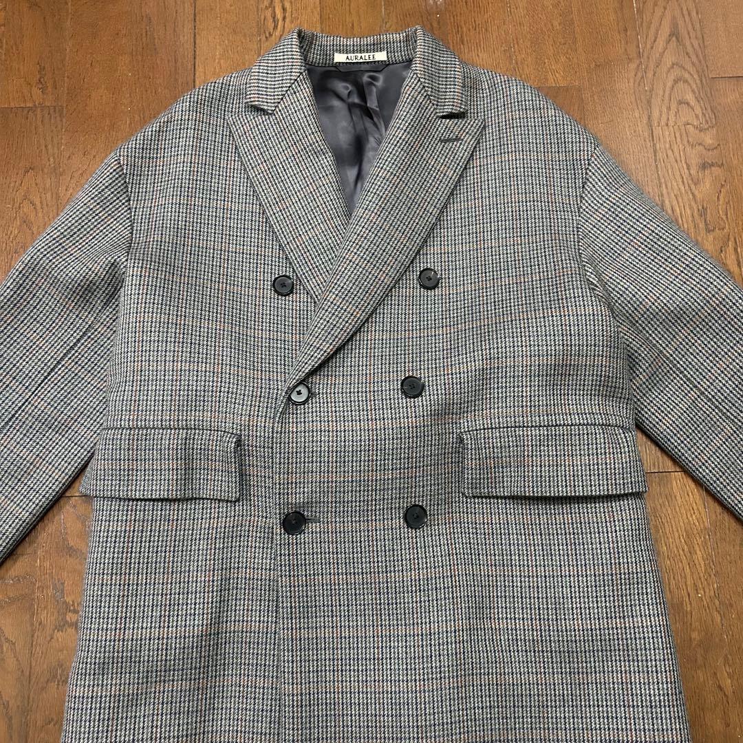 極美品 オーラリー ダブルブレストコート ガンクラブチェック サイズ0