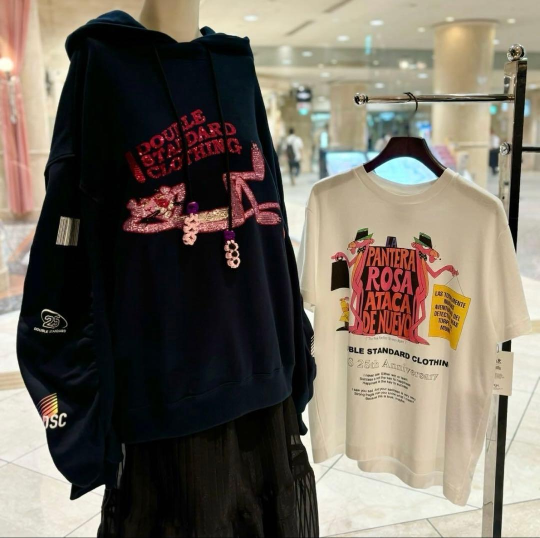 ダブルスタンダード ピンクパンサー×DSCボリュームスリーブフーディ パーカー