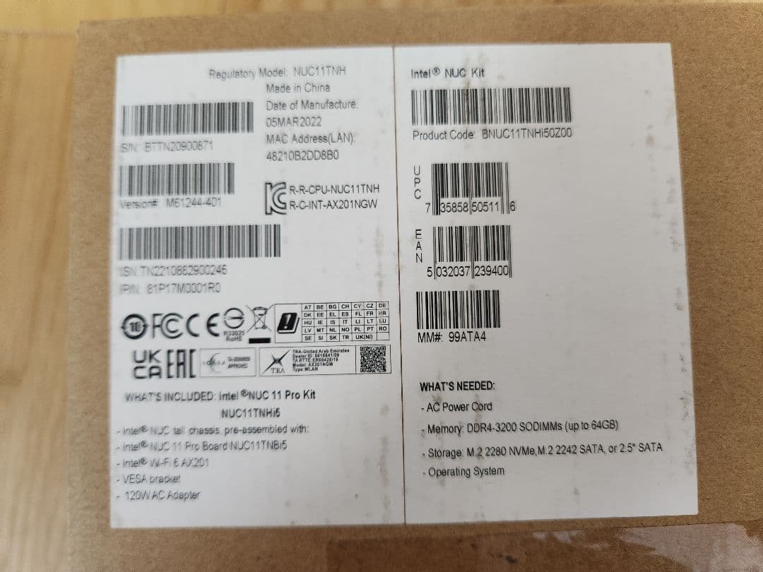 第11世代intel nuc roon rock i3　メモリ32GB