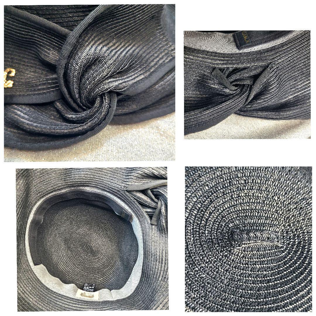 【 CA4LA 】カシラ 麦わら帽子　LOUISE　ブラック　女優ハット