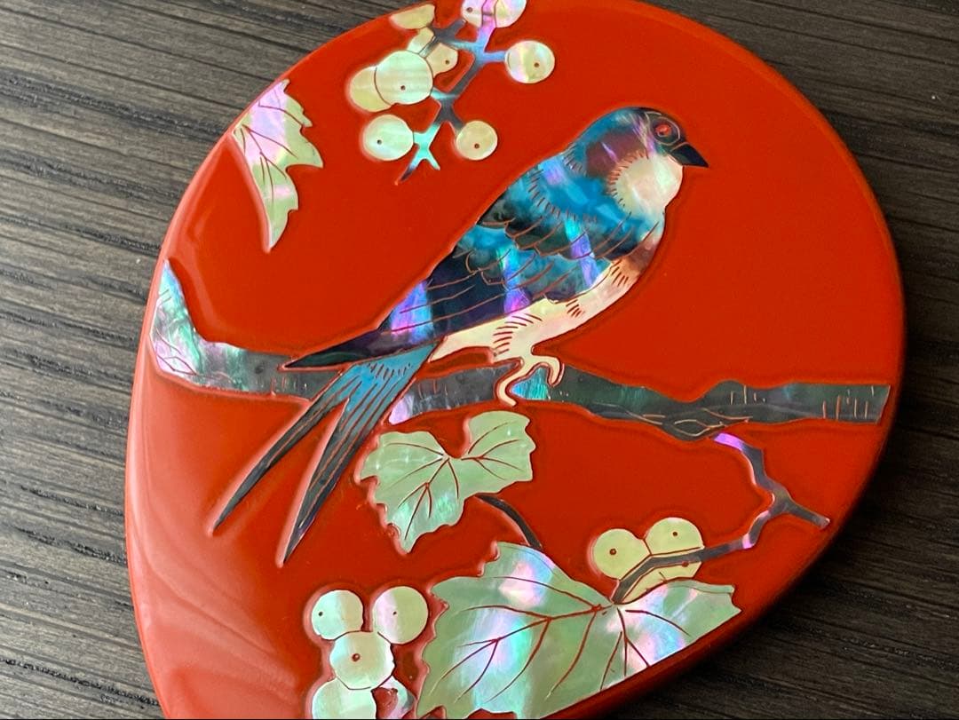 高岡漆器　螺鈿　手鏡