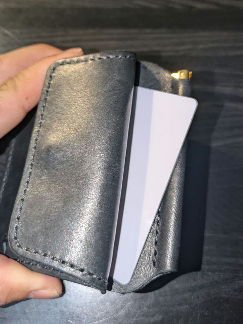 イタリアンレザー マネークリップ式 コンパクト 財布 総手縫い ハンドメイド 3