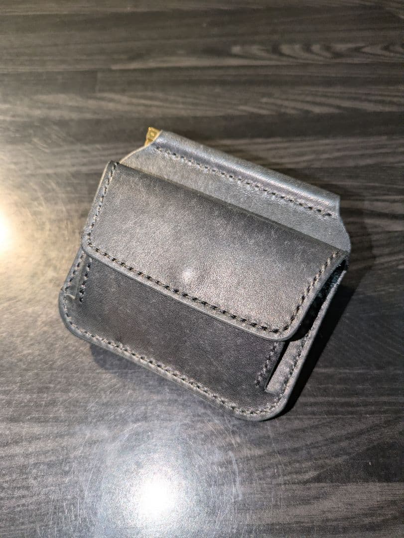 イタリアンレザー マネークリップ式 コンパクト 財布 総手縫い ハンドメイド 3