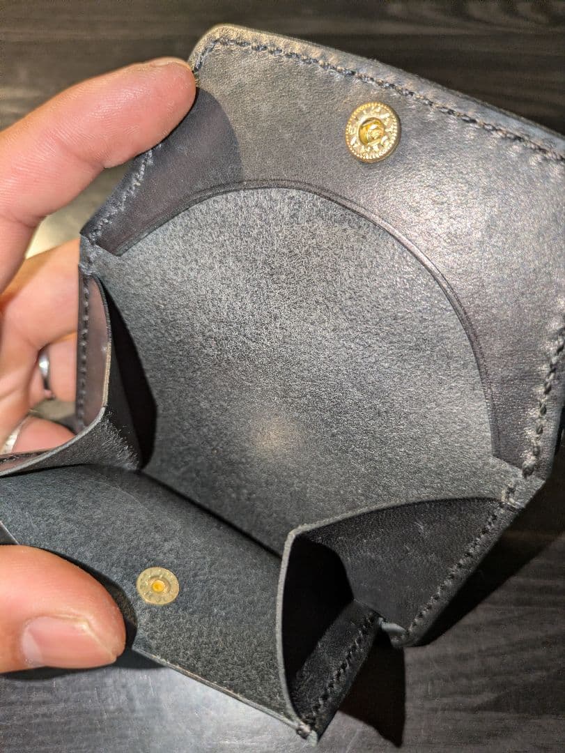 イタリアンレザー マネークリップ式 コンパクト 財布 総手縫い ハンドメイド 3