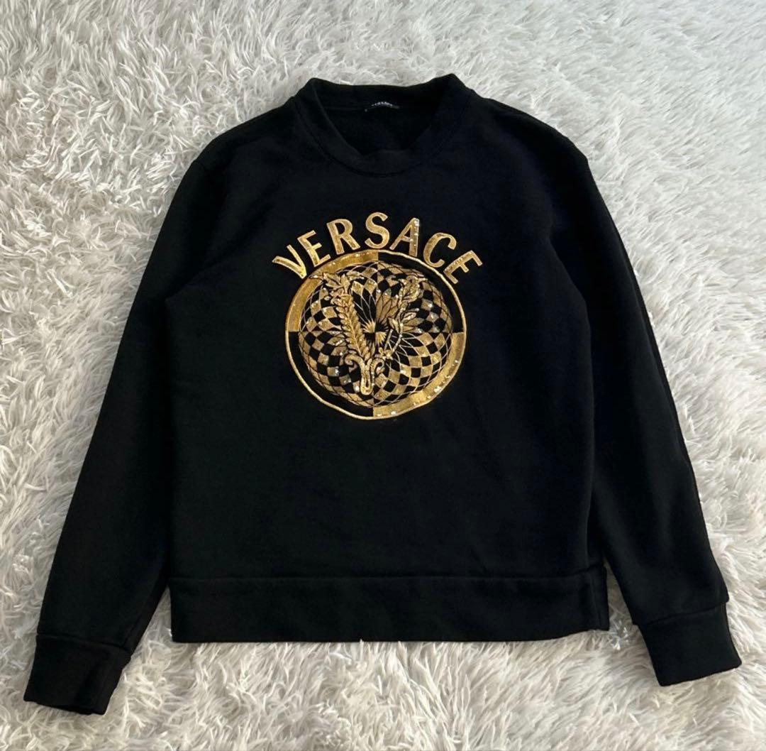 希少サイズ✨VERSACE ヴェルサーチ ゴールド刺繍 スウェット 黒 L