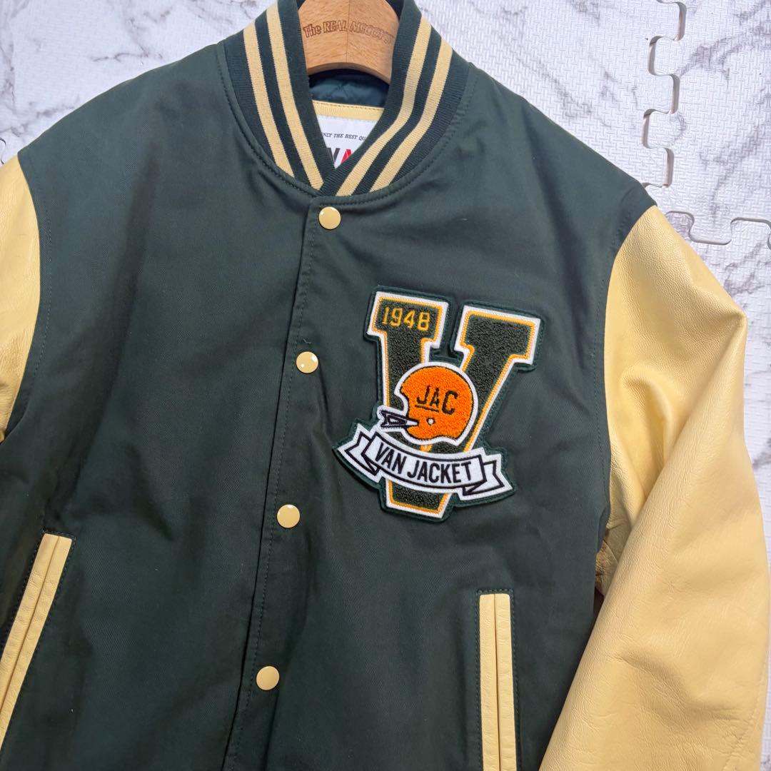 希少✨VAN JACKET スタジャン 緑 アーチロゴ ワッペン グリーン