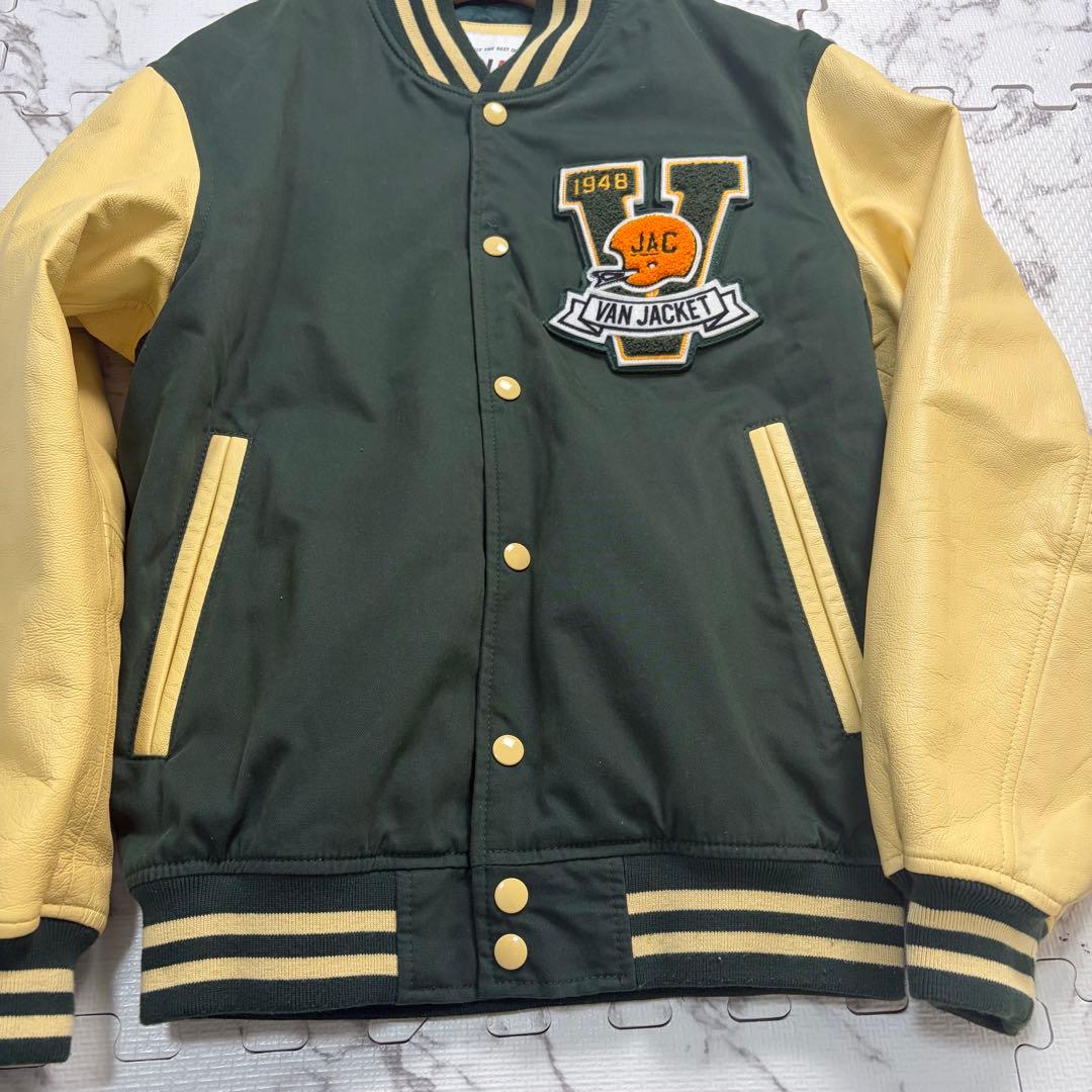 希少✨VAN JACKET スタジャン 緑 アーチロゴ ワッペン グリーン