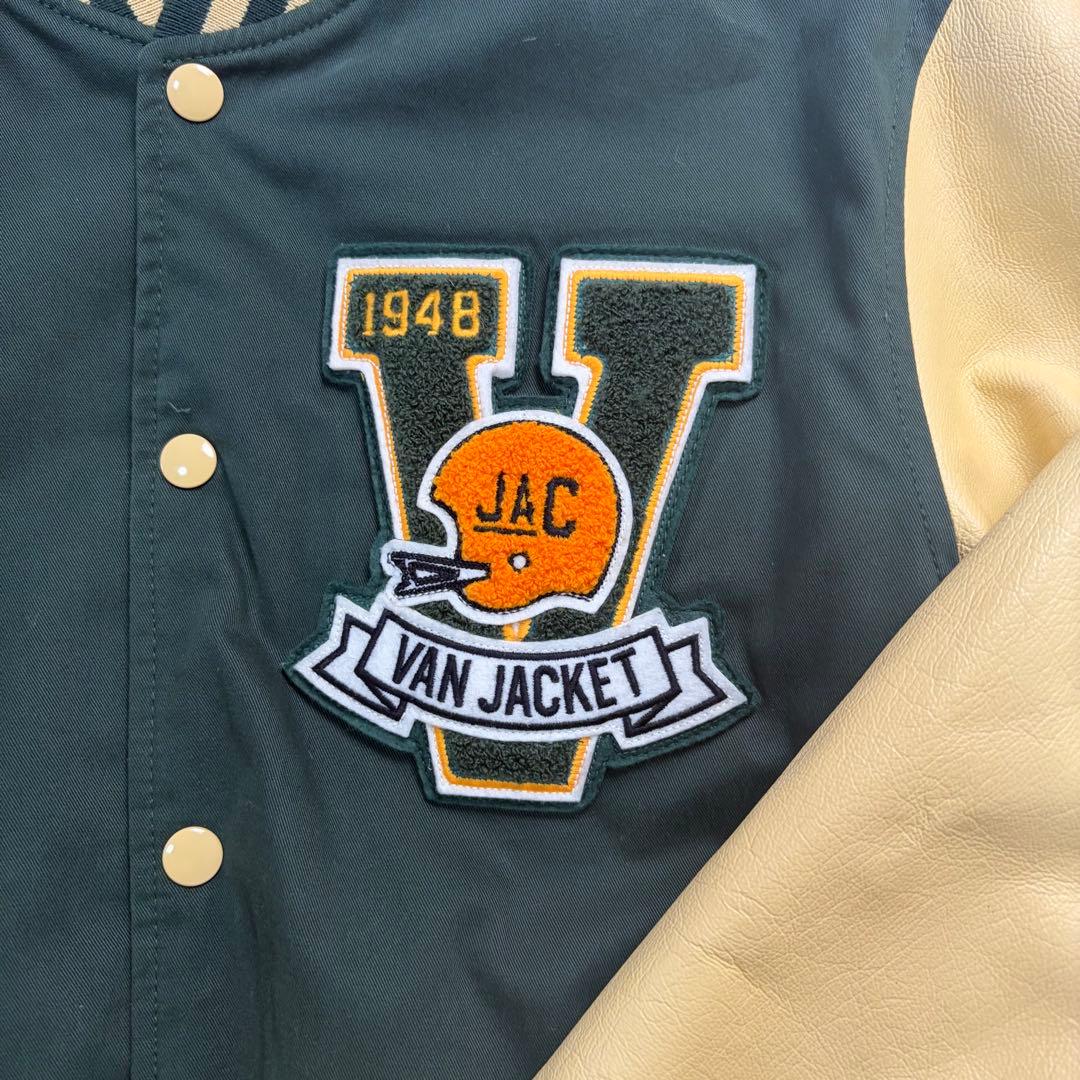 希少✨VAN JACKET スタジャン 緑 アーチロゴ ワッペン グリーン