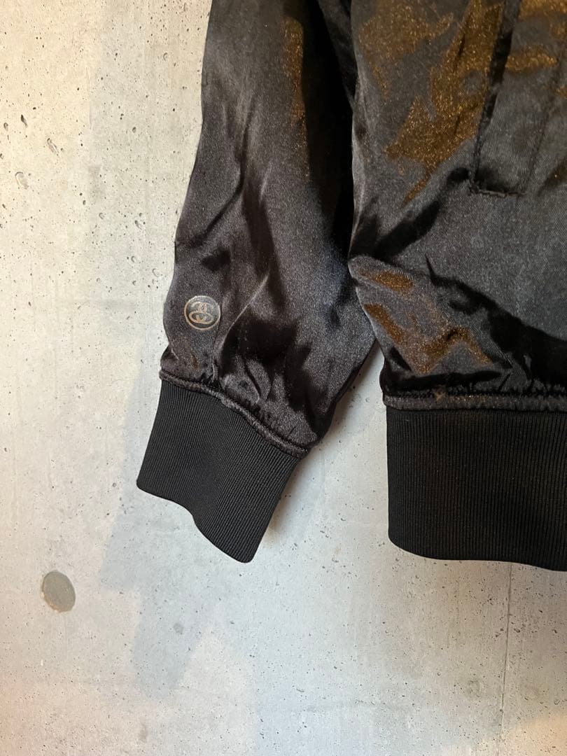 STUSSY ブラック サテン スタジャン S