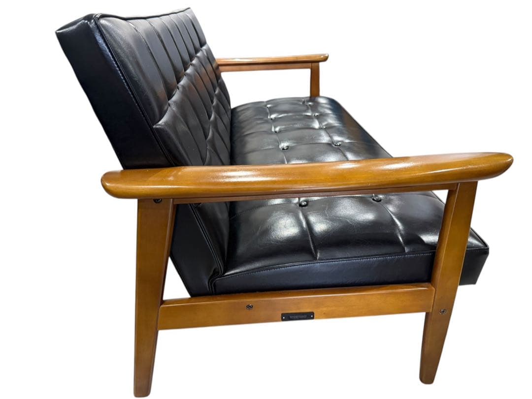 ◯①カリモク60 Kチェア 2シーター 2人掛け ブラック レザー ソファのみ