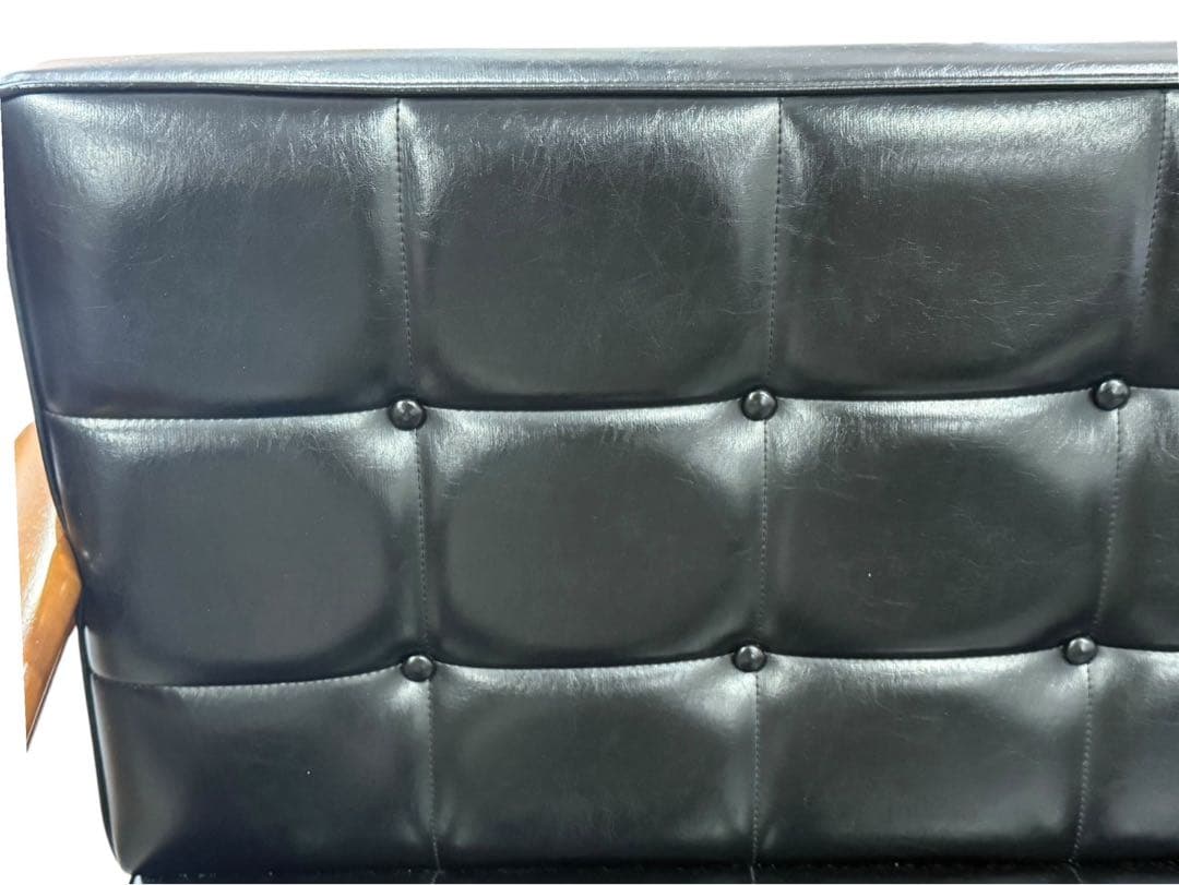 ◯①カリモク60 Kチェア 2シーター 2人掛け ブラック レザー ソファのみ