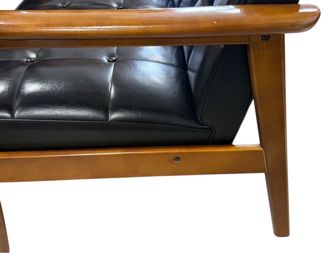 ◯①カリモク60 Kチェア 2シーター 2人掛け ブラック レザー ソファのみ