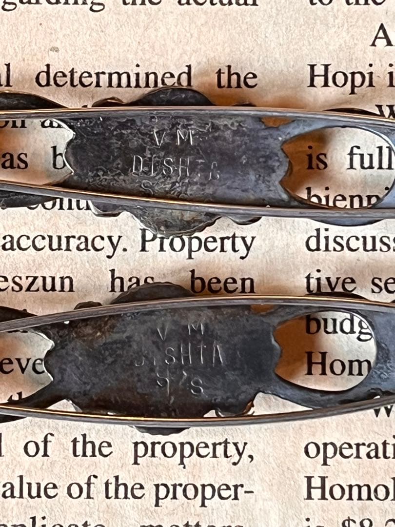 【ヴィンテージ】ズニ　VM DISHTA作フラワーインレイヘアピン2本セット