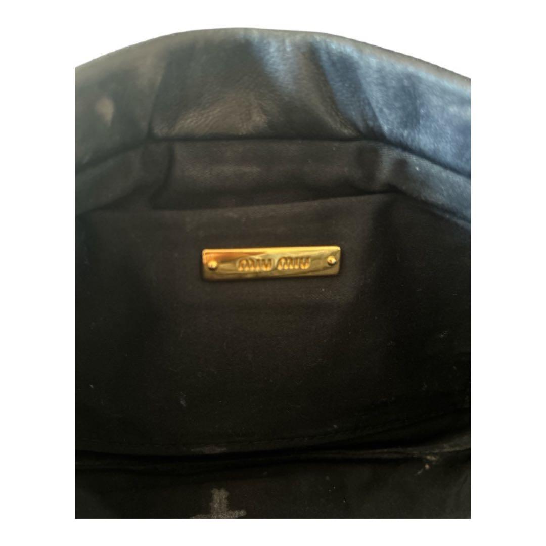 【美品】ミュウミュウ クラッチバッグ マテラッセ 紺レザー ゴールドロゴ