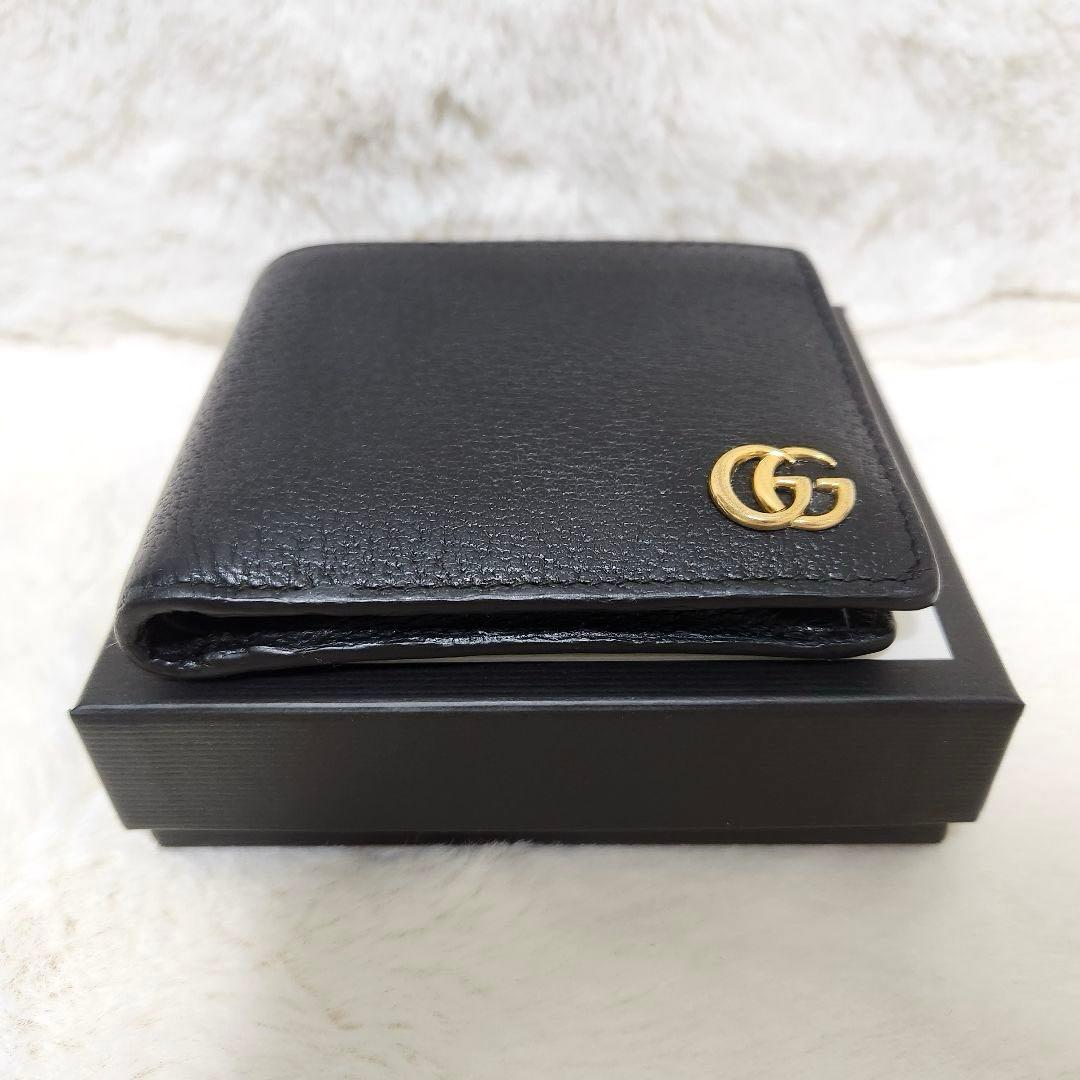 ✨未使用級　付属品完備✨グッチ　二つ折り　小銭入れ　マーモント　ブラック　レザー