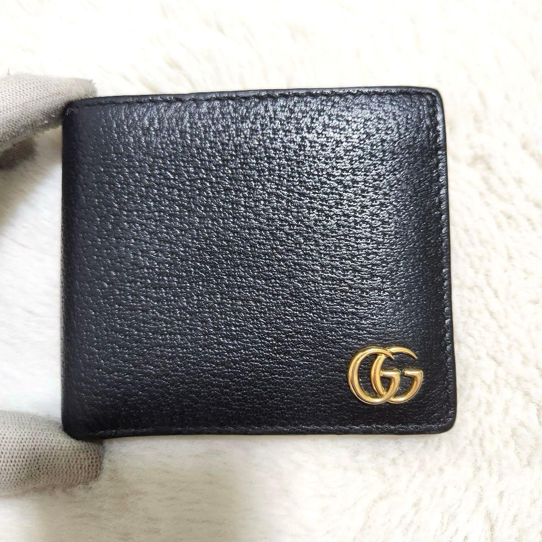 ✨未使用級　付属品完備✨グッチ　二つ折り　小銭入れ　マーモント　ブラック　レザー