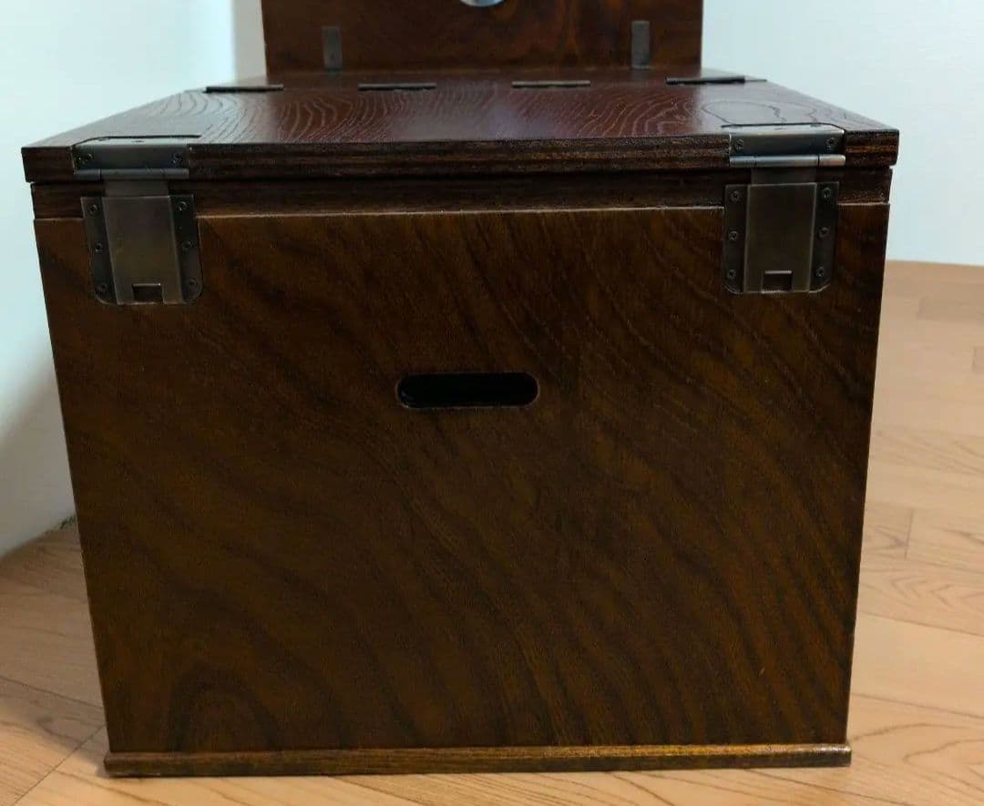 片袖机レトロ木製折りたたみ座机　テーブル 引き出し3つ付き文机