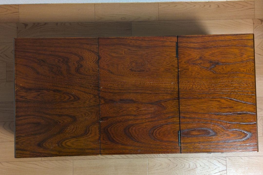 片袖机レトロ木製折りたたみ座机　テーブル 引き出し3つ付き文机