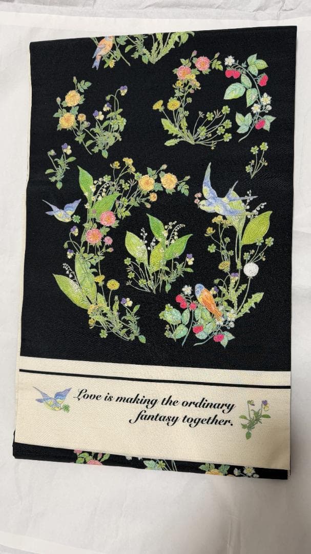 マームMarMu ブルームバードbloom bird 名古屋帯 花柄 黒色