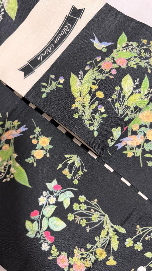 マームMarMu ブルームバードbloom bird 名古屋帯 花柄 黒色