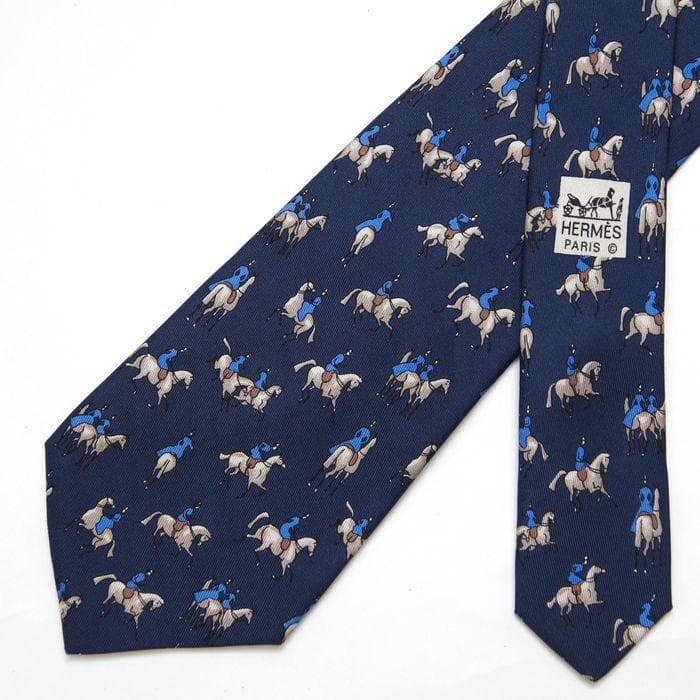 ✨極美品✨エルメス シルク 馬と騎手 ネクタイ ビジネス カジュアル C84