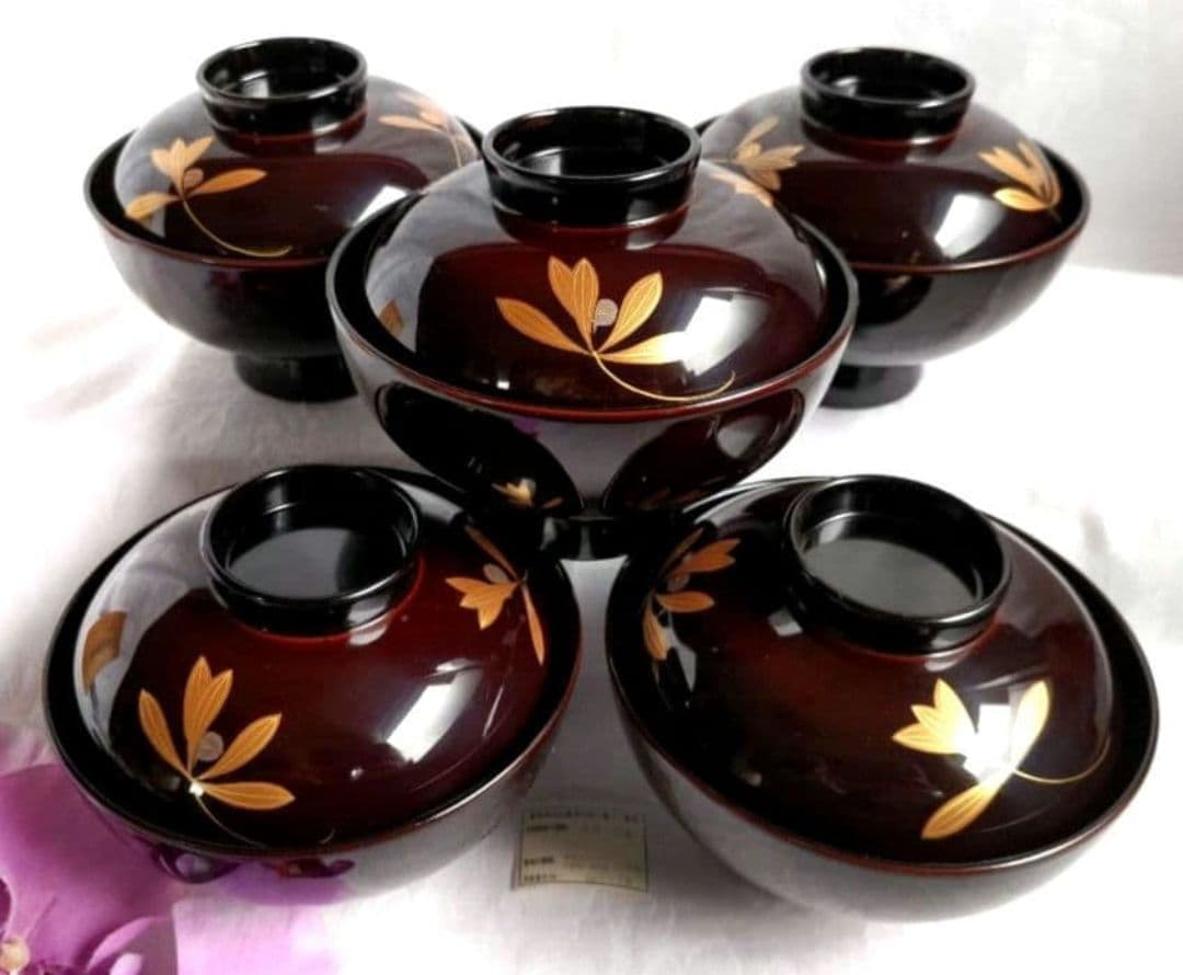 ayusan様リクエスト３点まとめ商品／越前塗蓋付汁椀漆塗　木製吹上膳　深山片口