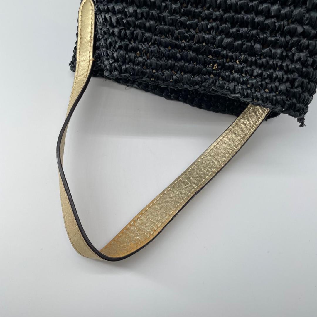 良品✨現行 ポロラルフローレン カゴバッグ ラフィアバッグ 巾着 ゴ ールド内袋