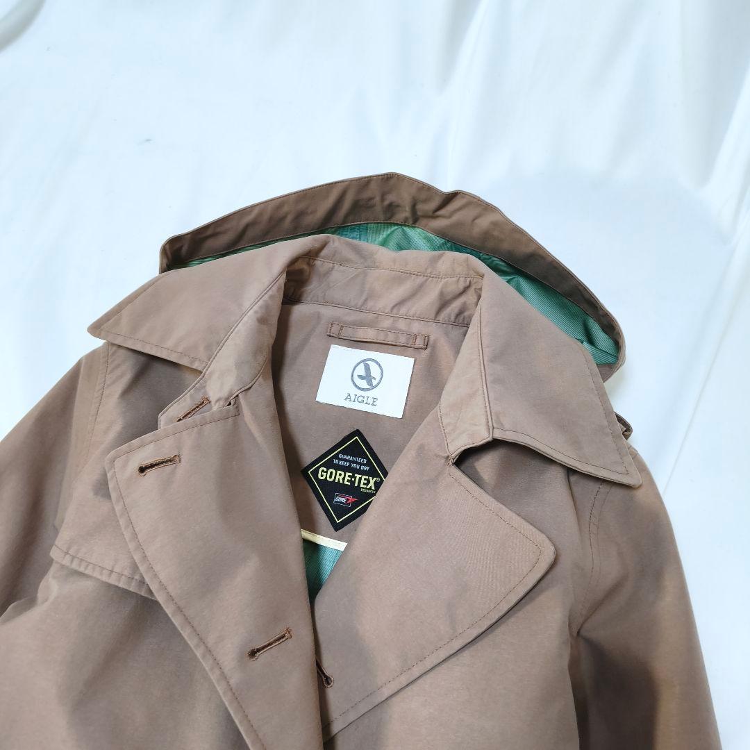 美品✨エーグル×GORE-TEX トレンチコート ベルト付 ロゴ刺繍 ベージュ