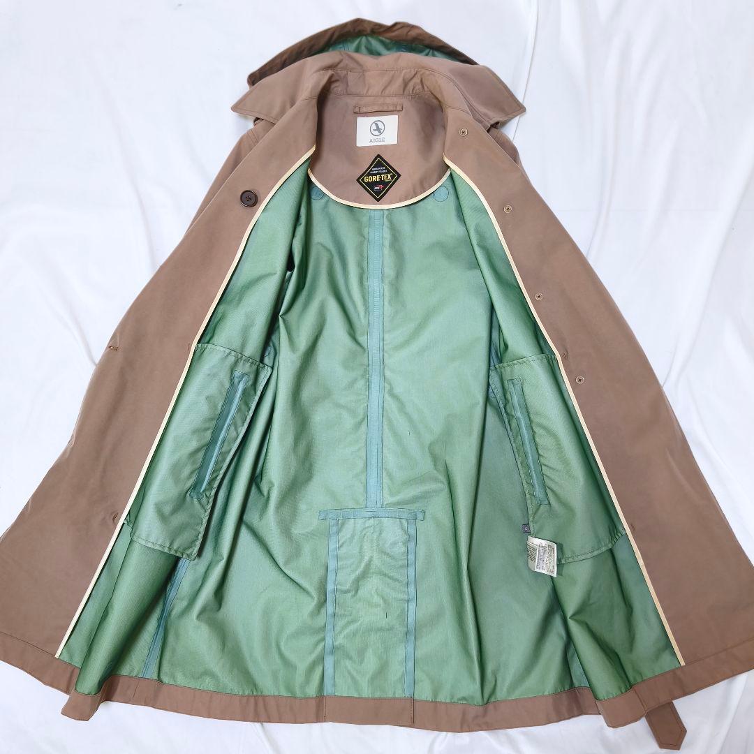 美品✨エーグル×GORE-TEX トレンチコート ベルト付 ロゴ刺繍 ベージュ