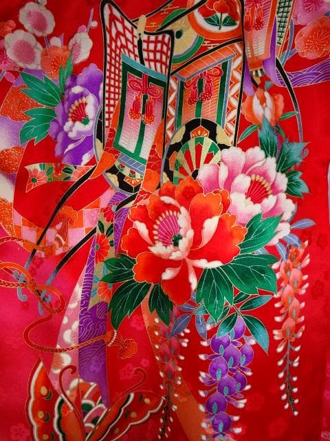 産着一つ身　女児着物　赤