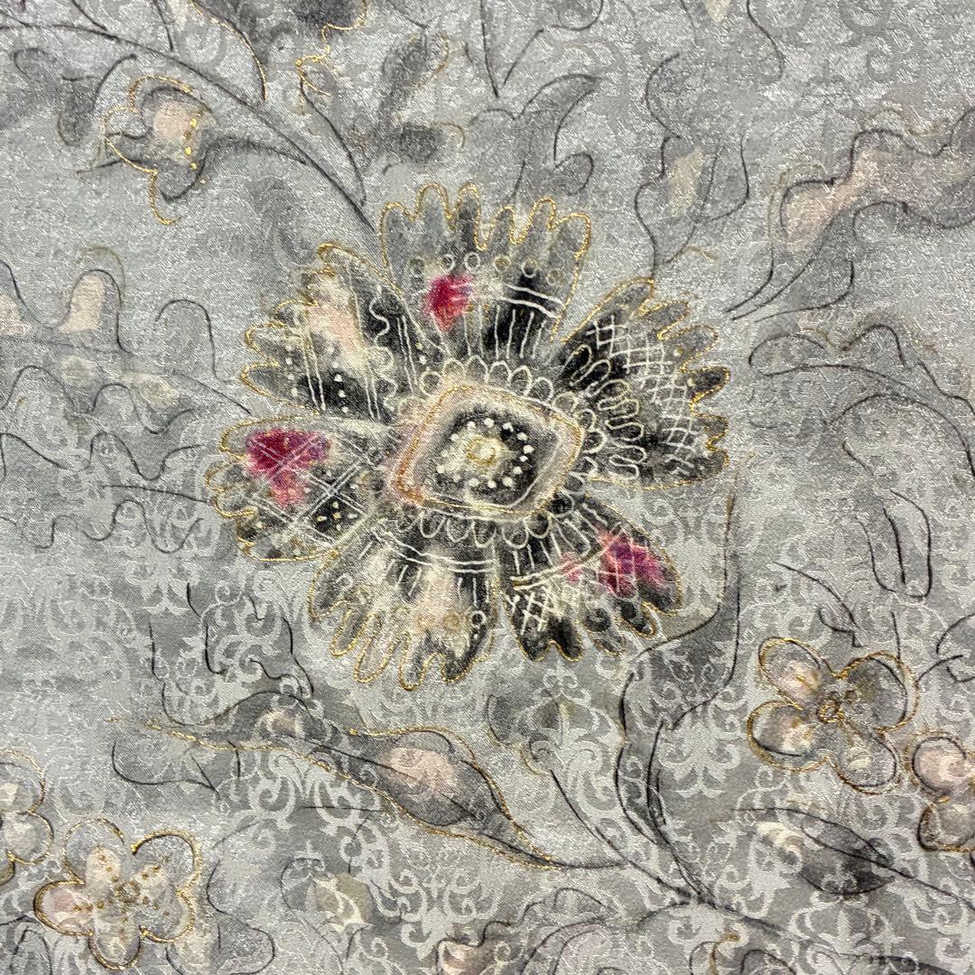 D120 訪問着 孔雀 蝶々 金彩 正絹 着物 袷 しつけ糸付き未使用極美品