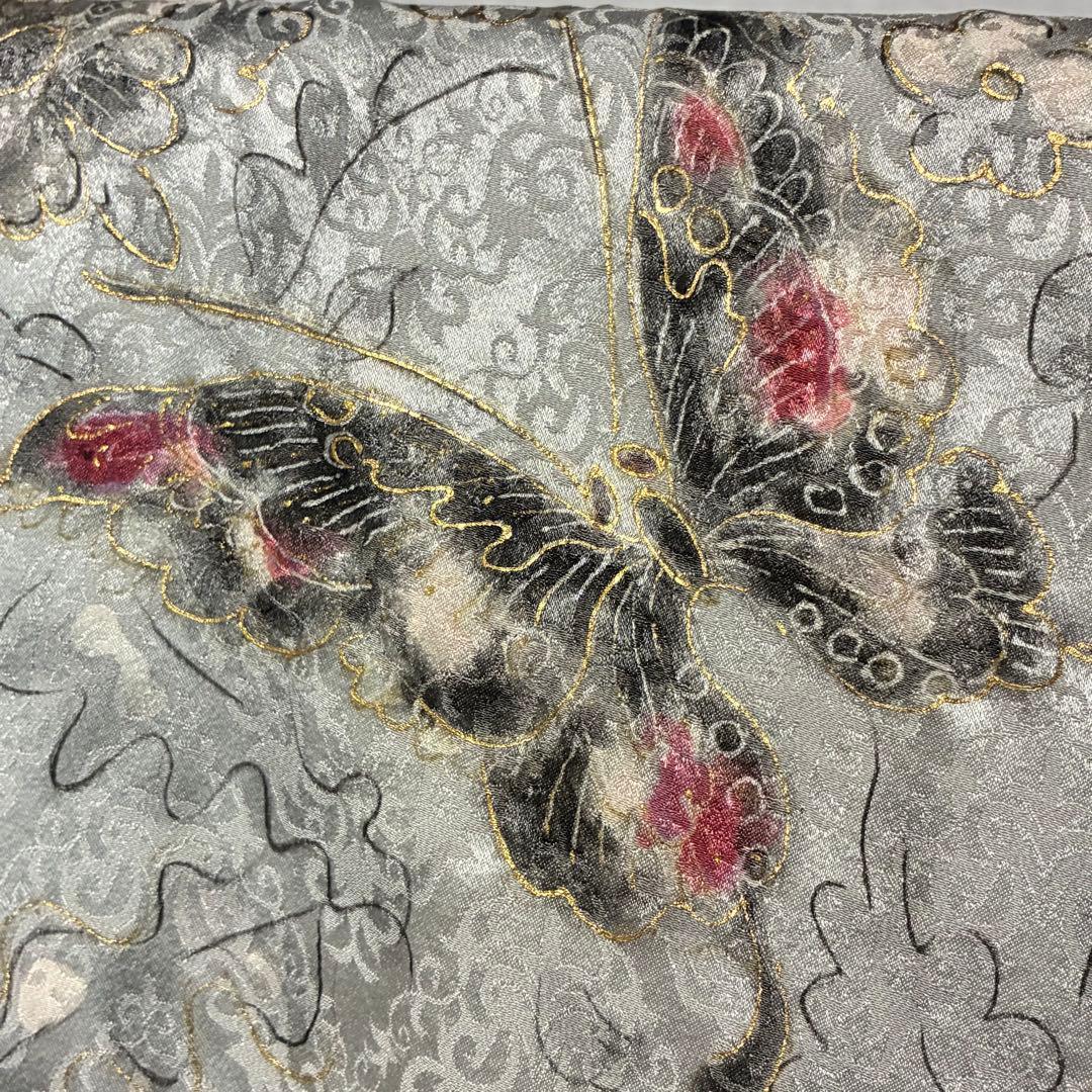 D120 訪問着 孔雀 蝶々 金彩 正絹 着物 袷 しつけ糸付き未使用極美品