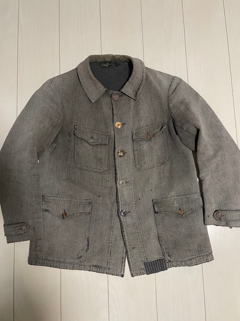 40s コットンピケ　ハンティングジャケット　フレンチヴィンテージ