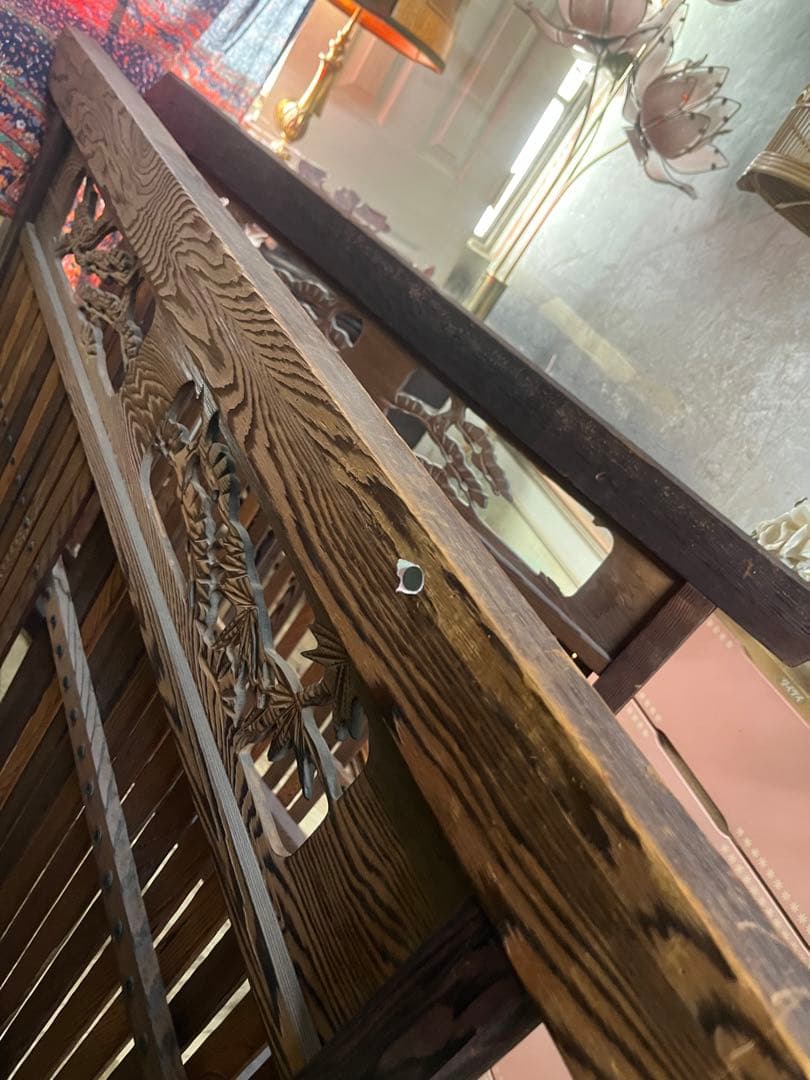 ☆さ☆ ＊木製 欄間 パーティション 和風衝立 目隠し セット 古道具