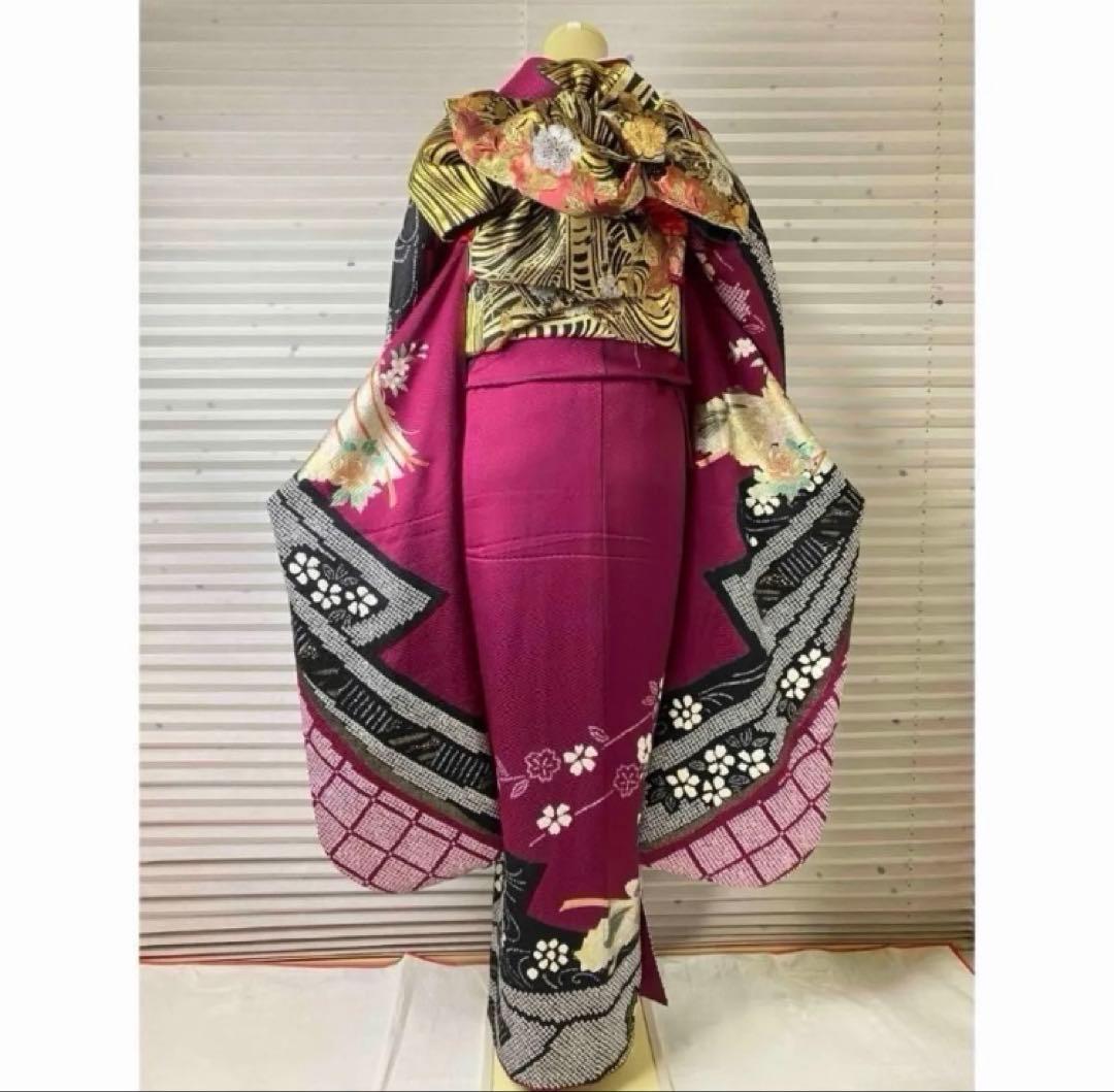 大特価SALE中★振袖セット【6点】★古典柄★紫色★豪華な成人式に★