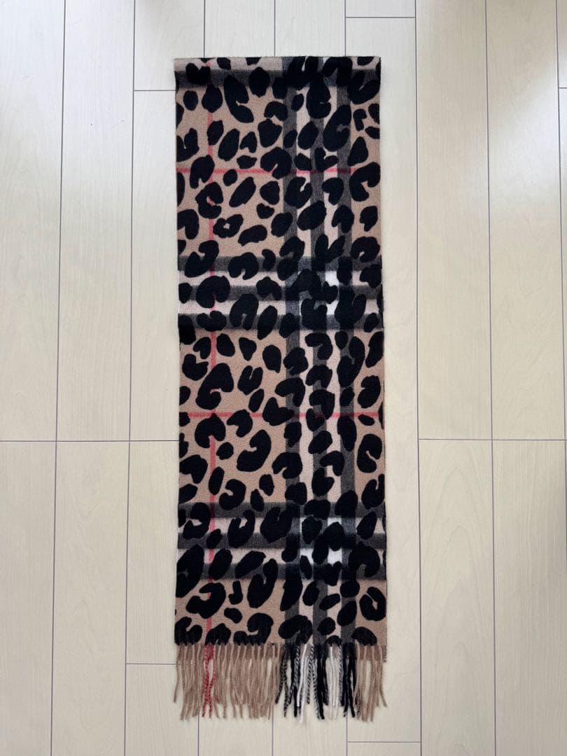 バーバリー ノバチェック レオパード リバーシブルカシミヤ マフラー