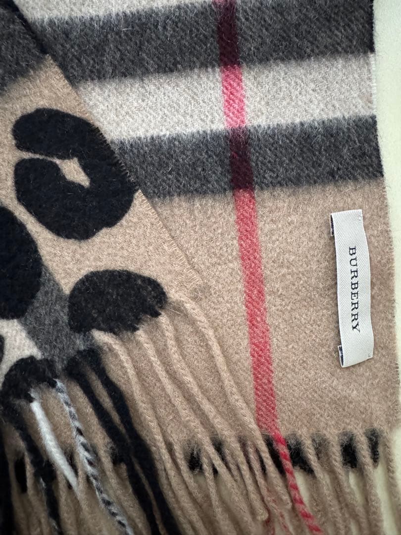 バーバリー ノバチェック レオパード リバーシブルカシミヤ マフラー