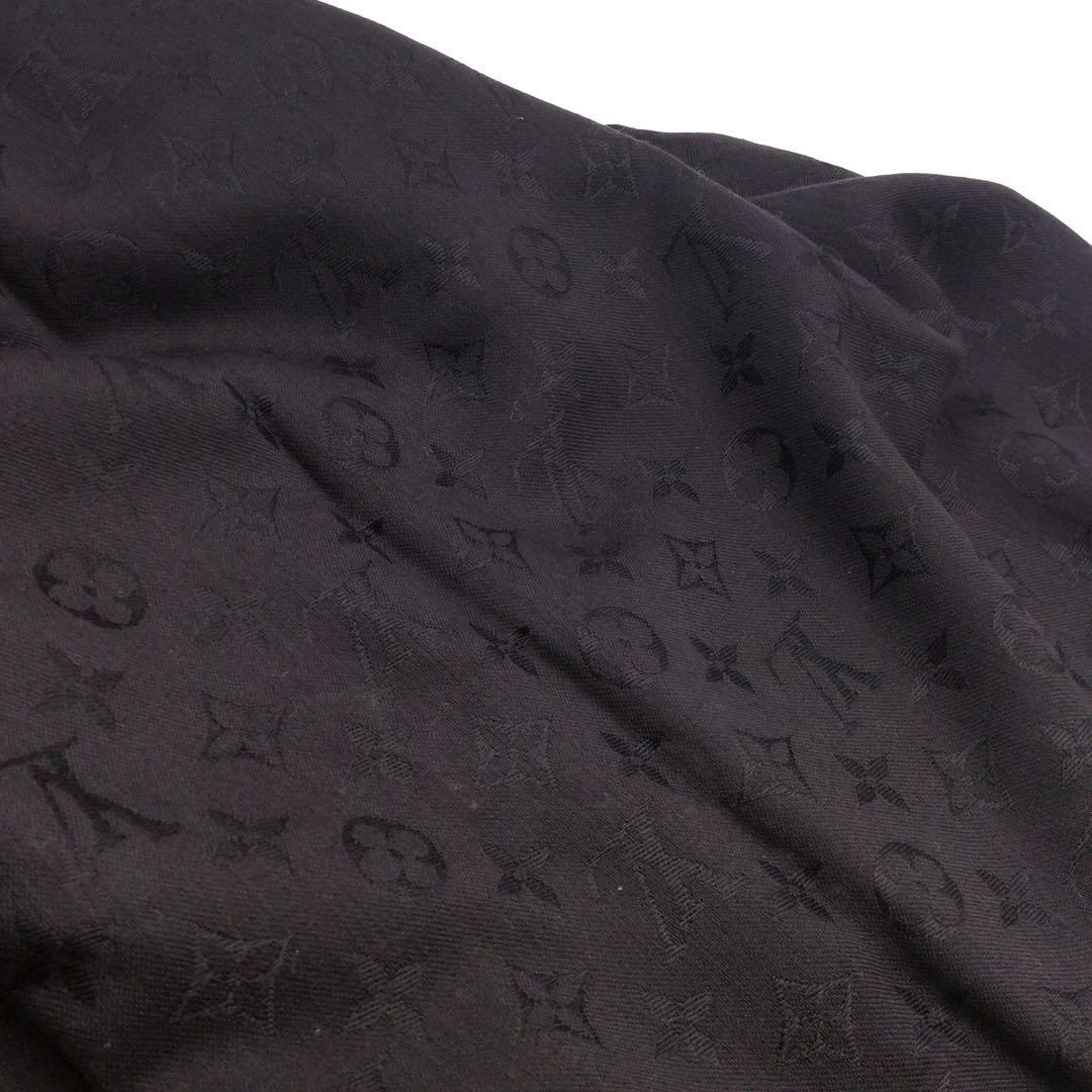 ルイヴィトン モノグラム 大判 ストール ショール ウール シルク ブラック 黒