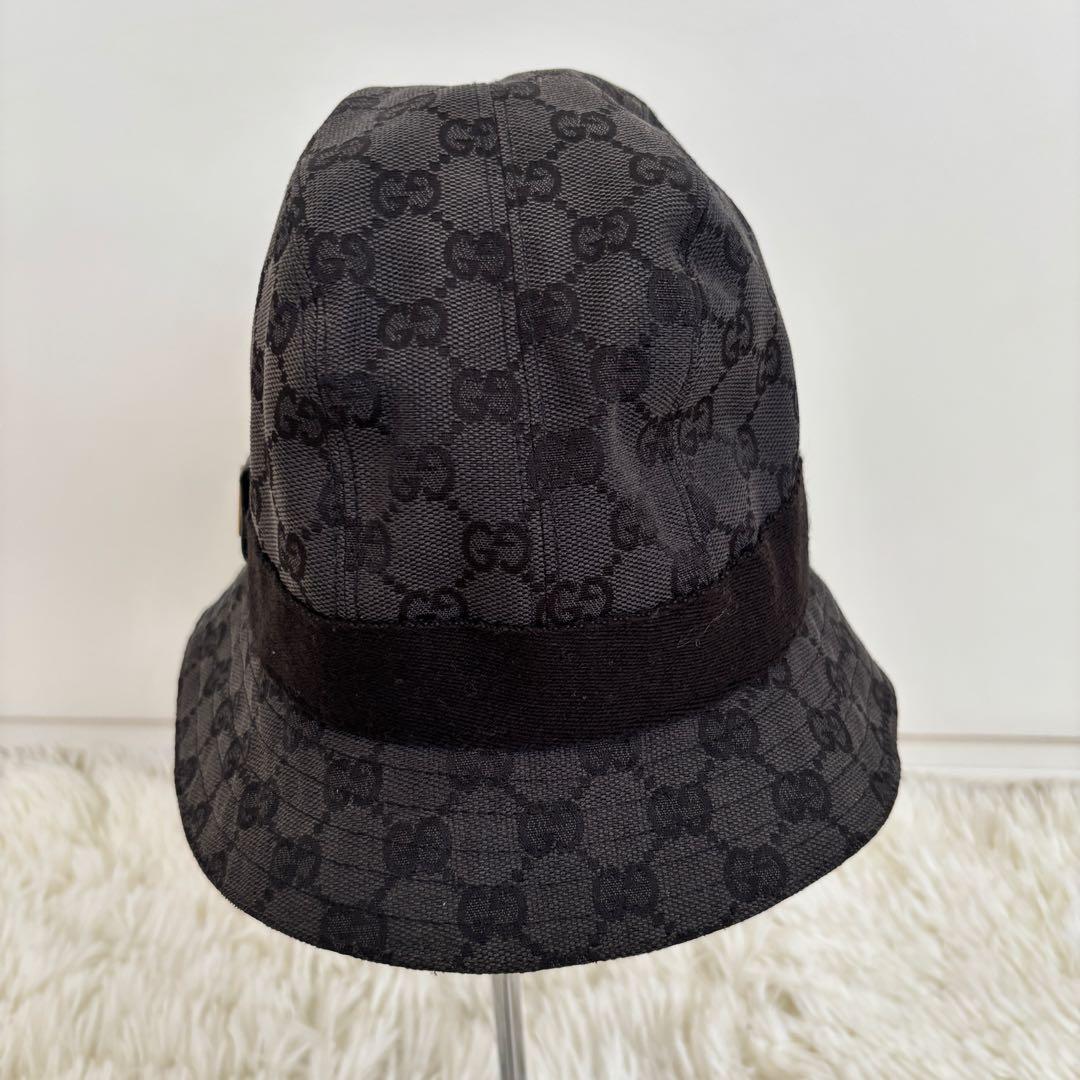 GUCCI バケットハット ブラック GGパターン