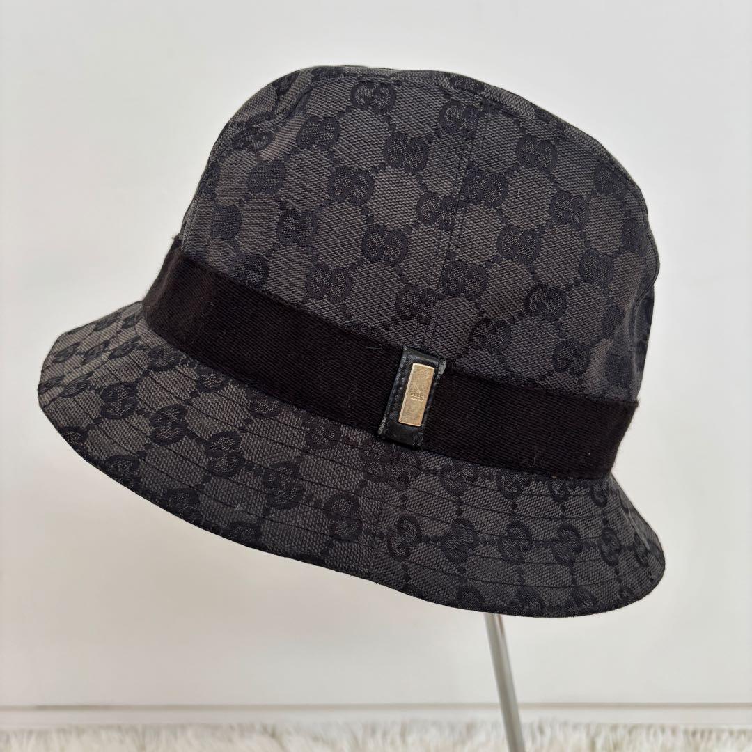 GUCCI バケットハット ブラック GGパターン