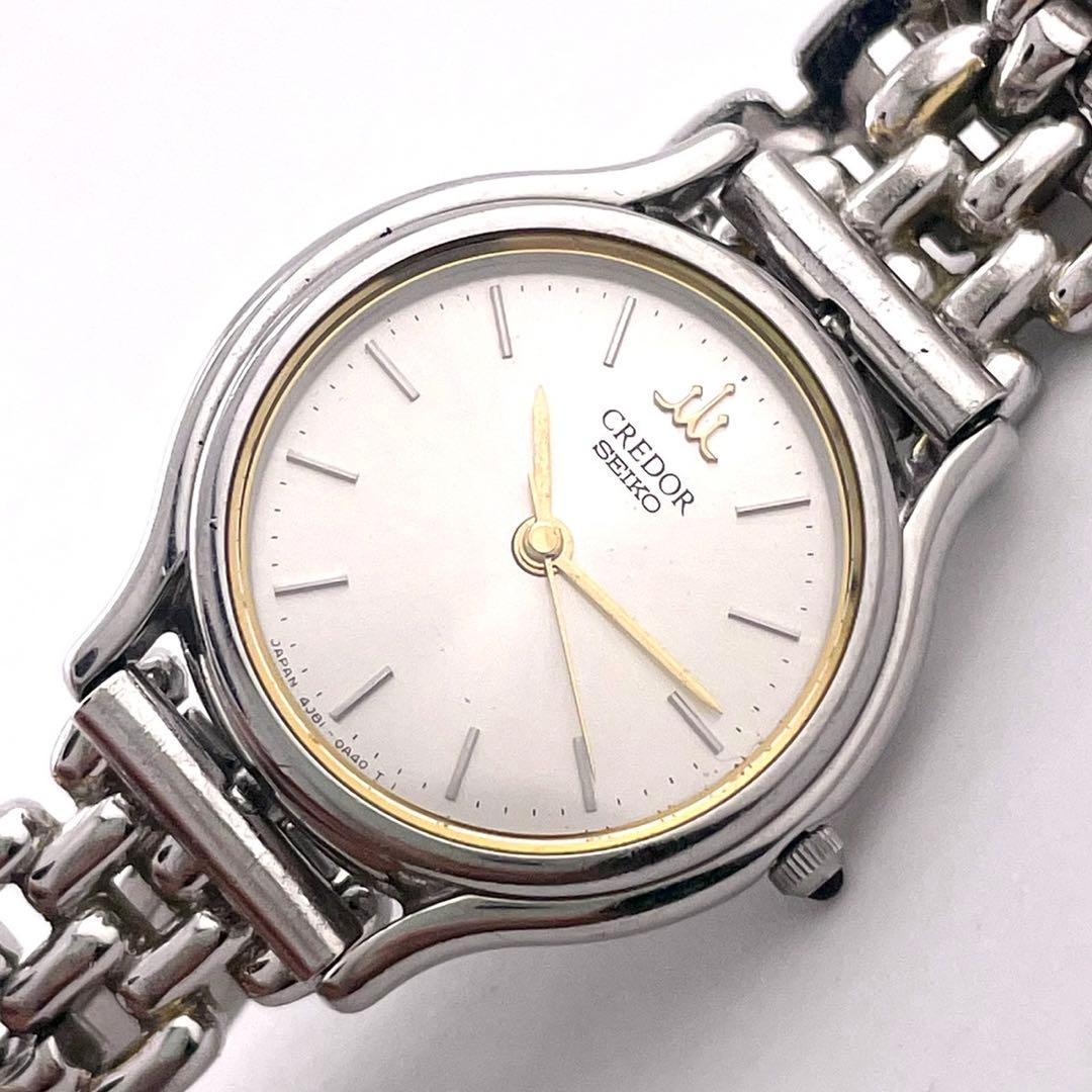【稼働】SEIKO CREDOR 腕時計 ゴールド　シルバー 新品電池